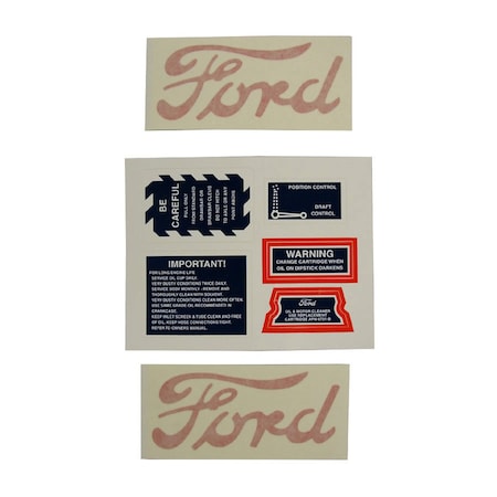 Aftermarket New Fits Ford Fits New Holland 8N Tractor 3-piece Decal Set with Warning 8N4749D